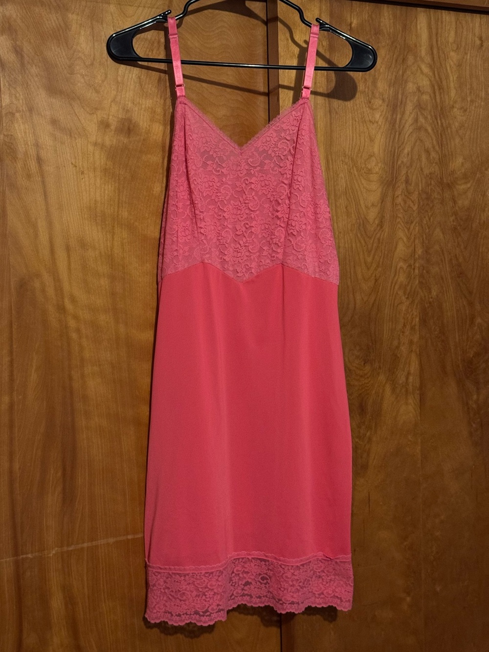 Vintage 1950s 1960s Seamprufe Slip Lingerie Dress Lace Nylon Hot Pink